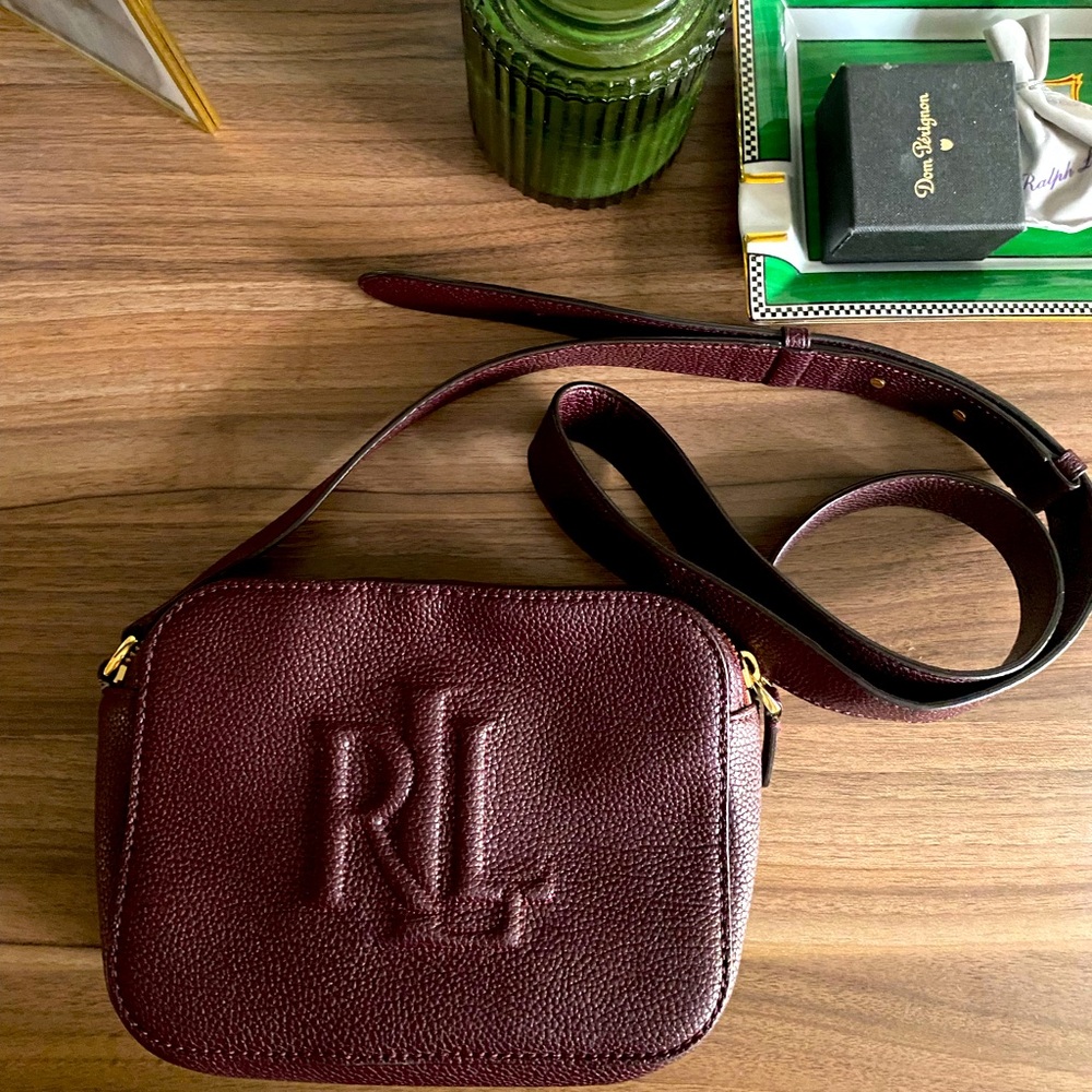 Burgundy leather Ralph Lauren cross body bag
